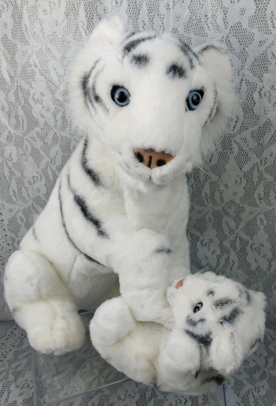 America Wego White Bengal Tiger Lion Mama & Baby Zoo Cats Big 18" Plush Stuffed